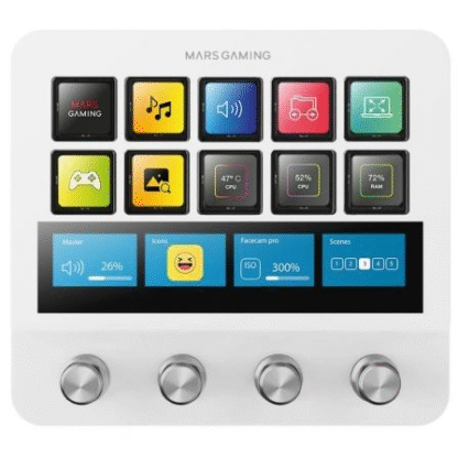 Stream deck mars gaming msd-pro/ 10 teclas lcd + 4 diales personalizables/ blanco - Imagen 2