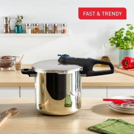 Olla a presión tefal secure trendy p2584401/ ø25cm/ 8l/ acero inoxidable/ apta para inducción - Imagen 3