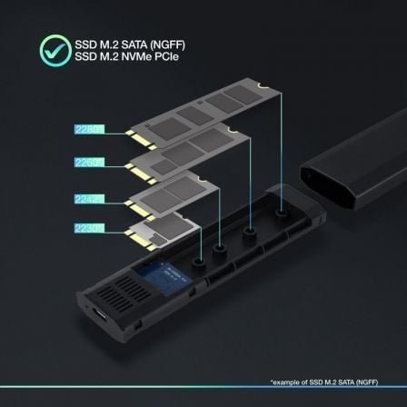 Caja externa para disco ssd m.2 nvme tooq tqe-2223b/ usb 3.2/ sin tornillos - Imagen 3