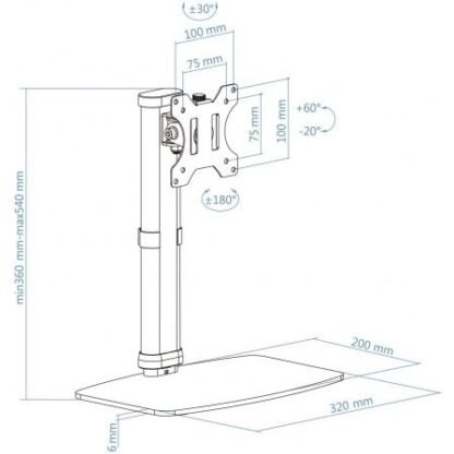 Soporte de sobremesa para monitor tooq db1127tn-b/ giratorio/ inclinable / hasta 6kg - Imagen 5