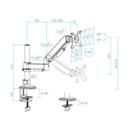 Soporte de mesa para monitor tooq db1532tnr-b/ giratorio/ inclinable/ hasta 9kg - Imagen 4