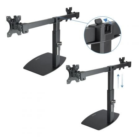 Soporte de sobremesa para 2 monitores tooq db1727tn-b/ giratorio/ inclinable/ hasta 6kg - Imagen 3