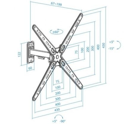 Soporte de pared extensible/ giratorio/ inclinable tooq lp1355tn-b para tv de 13-55"/ hasta 25kg - Imagen 5