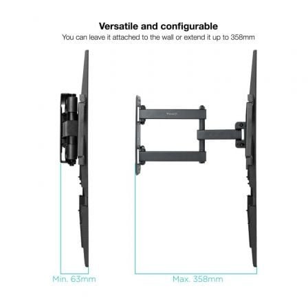 Soporte de pared giratorio/ inclinable/ nivelable tooq lp7843tn-b para tv de 32-55"/ hasta 35kg - Imagen 4