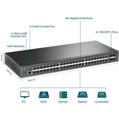 Switch gestionable tp-link omada jetstream tl-sg3452x 52 puertos/ rj-45 10/100/1000/ sfp+ 10gbe - Imagen 3