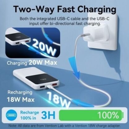 Powerbank 10000mah vention fhob0/ 22.5w/ negra/ incluye cable usb tipo-c y lightning - Imagen 4