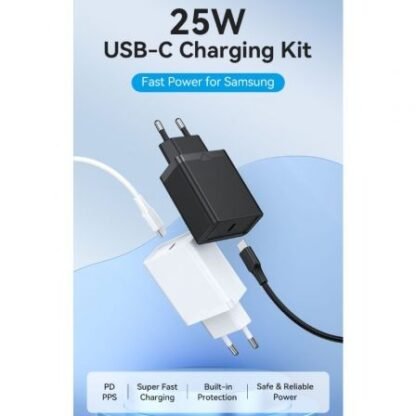 Cargador de pared vention fahbf-eu/ 1xusb tipo-c + 2x cable usb tipo-c/ 25w - Imagen 2