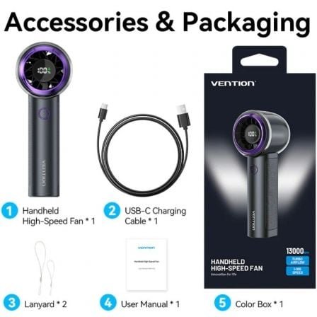 Ventilador de mano vention pbbv0/ 4 velocidades - Imagen 5