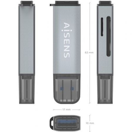 Lector de tarjetas externo aisens ascr-2a09-gr/ usb 3.1 - Imagen 4