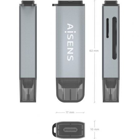 Lector de tarjetas externo aisens ascr-2a09-gr/ usb 3.1 - Imagen 4