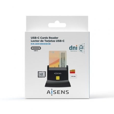 Lector de dni y tarjetas aisens ascr-sn04csd-bk/ usb tipo-c/ negro - Imagen 5