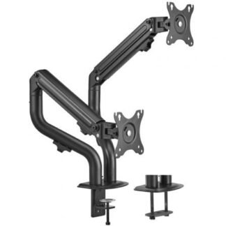 Soporte de mesa para 2 monitores aisens dt32tsr-141/ giratorio/ inclinable/ hasta 8kg