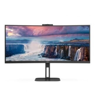 Monitor profesional curvo ultrapanorámico aoc cu34v5cw/bk 34"/ uwqhd/ webcam/ multimedia/ regulable en altura/ negro