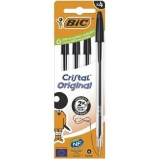 Bolígrafos de tinta de aceite bic cristal original 516335/ 4 unidades/ negros
