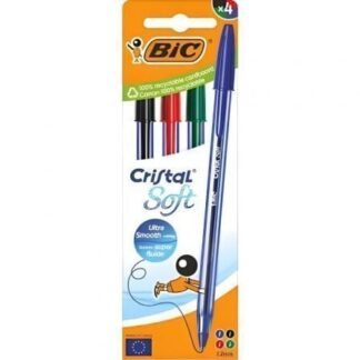 Bolígrafo de tinta de aceite bic cristal original 516343/ 4 unidades/ colores surtidos
