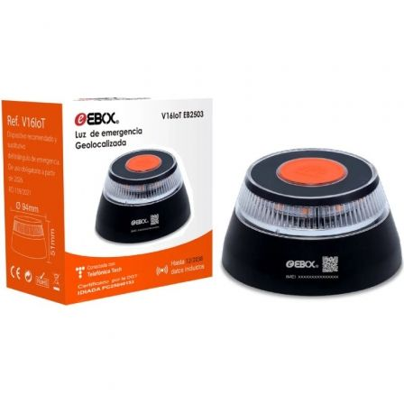 Luz baliza de emergencia para coche ebox v16 iot eb2503/ homologada/ base imantada/ geolocalizable/ funciona a pilas/ incluye - Imagen 2