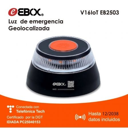 Luz baliza de emergencia para coche ebox v16 iot eb2503/ homologada/ base imantada/ geolocalizable/ funciona a pilas/ incluye - Imagen 3