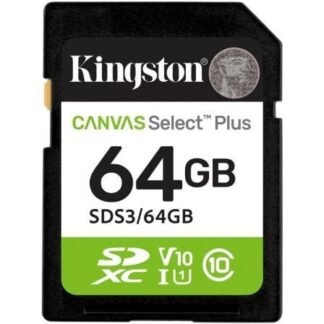 Tarjeta de memoria kingston canvas select plus 64gb sd xc/ clase 10/ 100mbs
