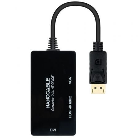 Cable displayport nanocable 10.16.3301-all/ hdmi hembra - dvi-d hembra - vga hembra/ 20cm/ negro - Imagen 2
