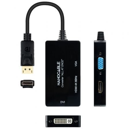 Cable displayport nanocable 10.16.3301-all/ hdmi hembra - dvi-d hembra - vga hembra/ 20cm/ negro - Imagen 3