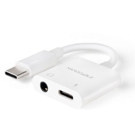 Adaptador audio nanocable 10.24.1206/ usb tipo-c macho - jack 3.5 hembra/ usb tipo-c hembra/ blanco - Imagen 2