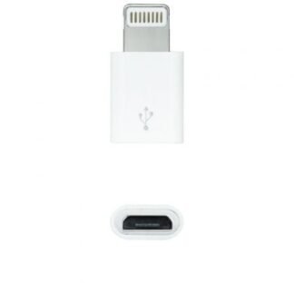 Adaptador micro usb 2.0 lightning nanocable 10.10.4100/ micro usb hembra - lightning macho/ blanco