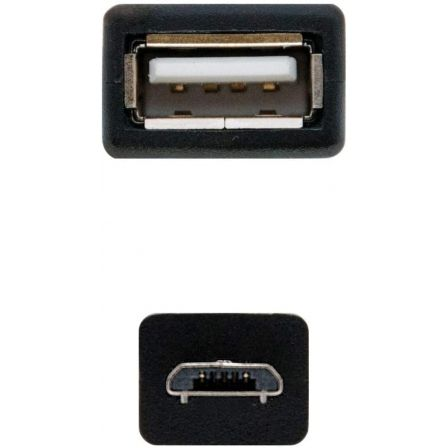 Cable usb 2.0 nanocable 10.01.3500/ microusb macho - usb hembra/ 15cm/ negro - Imagen 3