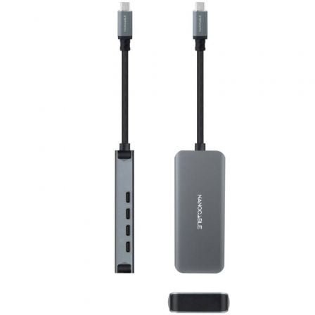 Hub usb tipo-c nanocable 10.16.4504/ 4xusb tipo-c/ gris - Imagen 2