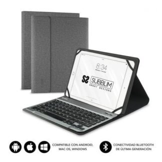 Funda con teclado subblim keytab pro bluetooth para tablets de 10.1"-10.8"/ gris