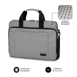 Maletín subblim air padding laptop bag para portátiles hasta 14"/ cinta para trolley/ gris