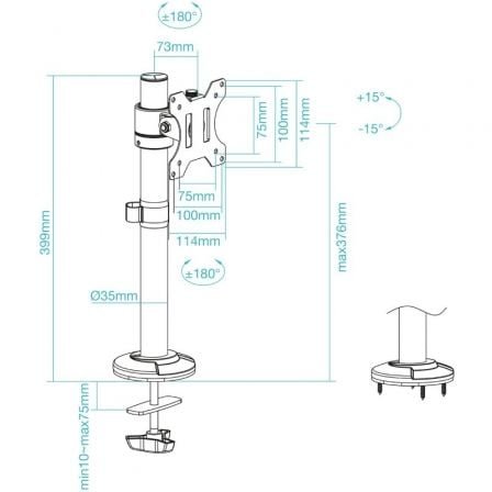 Soporte de mesa para monitor tooq db1131tn-b/ giratorio/ inclinable/ hasta 8kg - Imagen 3