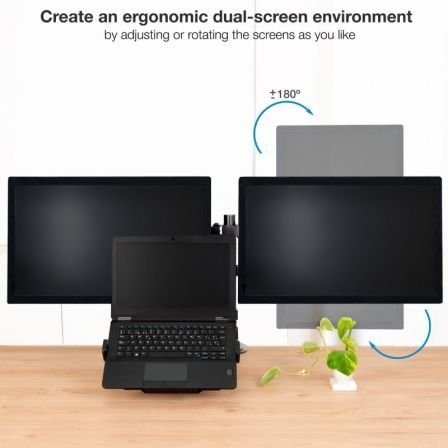 Soporte de mesa para 2 monitores y 1 portátil tooq db1202tn-b/ giratorio/ inclinable/ hasta 9kg - Imagen 2