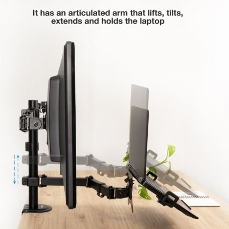 Soporte de mesa para 2 monitores y 1 portátil tooq db1202tn-b/ giratorio/ inclinable/ hasta 9kg - Imagen 3