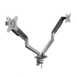 Soporte de mesa para 2 monitores tooq db4132tnr-g/ giratorio/ inclinable/ hasta 9kg