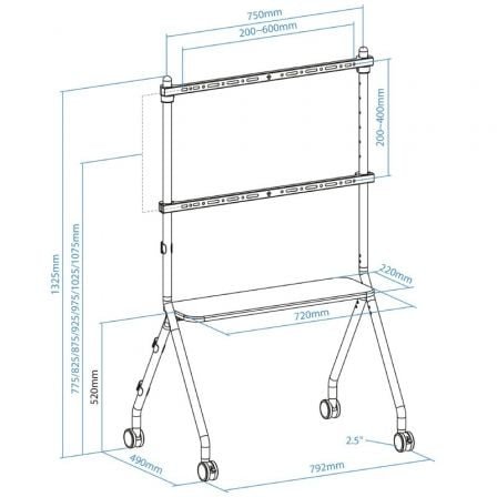 Soporte de suelo con ruedas tooq ilove fs20207m-w para tv de 49-80"/ hasta 50kg - Imagen 4