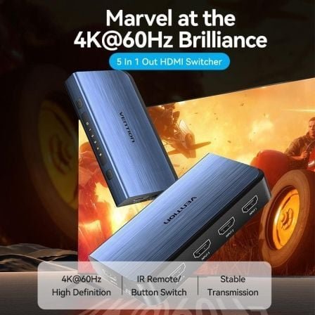 Switch conmutador 4k hdmi 2.0 vention akcl0 hdmi hembra/ 4x hdmi hembra - Imagen 2