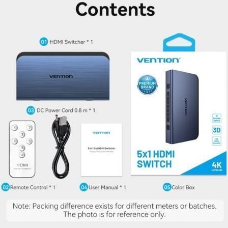 Switch conmutador 4k hdmi 2.0 vention akcl0 hdmi hembra/ 4x hdmi hembra - Imagen 5