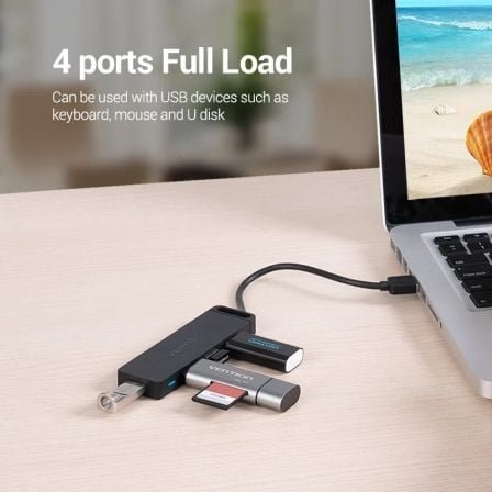 Hub usb 2.0 vention chmbb/ 4xusb/ 15cm - Imagen 2