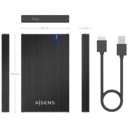 Caja externa para disco duro de 2.5" aisens ase-2527b/ usb 3.1 - Imagen 4