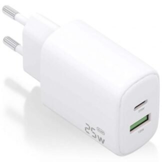 Cargador de pared gan aisens a110-0911/ 1xusb tipo-c/ 1xusb/ 25w/ blanco
