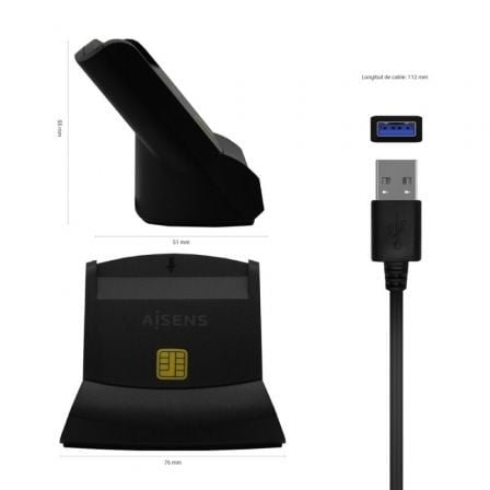 Lector de dni y tarjetas aisens ascr-sn05-bk/ usb 2.0/ negro - Imagen 3