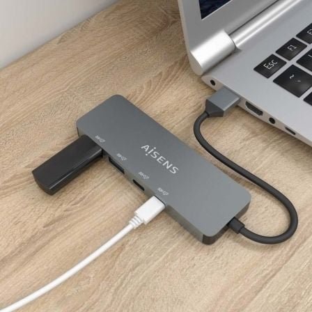 Hub usb 3.2 aisens a106-0696/ 2xusb/ 2xusb tipo-c/ gris - Imagen 5