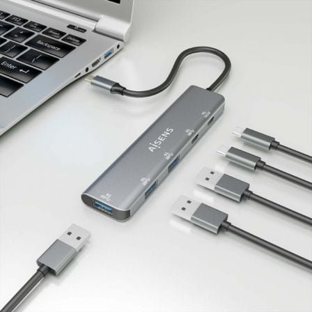 Hub usb tipo-c aisens a109-0857/ 3xusb/ 1xusb tipo-c/ 1xusb tipo-c pd/ gris - Imagen 5
