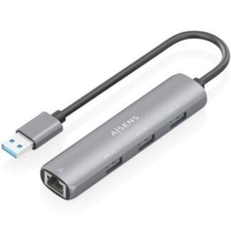 Hub usb aisens asuc-4p034-gr/ 3xusb/ 1xrj45/ gris