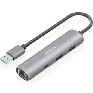 Hub usb aisens asuc-4p035-gr/ 1xusb tipo-c/ 2xusb/ 1xrj45/ gris