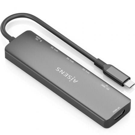 Docking usb tipo-c aisens asuc-7p025-gr/ 1xhdmi 4k/ 3xusb/ 1xusb tipo-c pd/ 1xlector tarjetas/ gris - Imagen 2