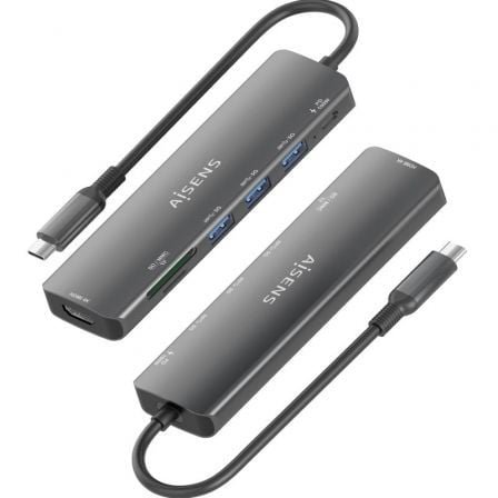 Docking usb tipo-c aisens asuc-7p025-gr/ 1xhdmi 4k/ 3xusb/ 1xusb tipo-c pd/ 1xlector tarjetas/ gris - Imagen 3
