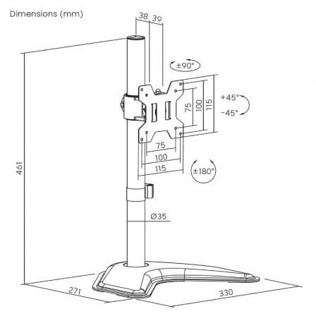 Soporte de sobremesa para monitor aisens dt32tsr-283/ giratorio/ inclinable/ hasta 10kg - Imagen 4