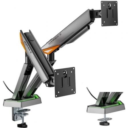 Soporte de mesa gaming para monitor aisens dt38tsrrgb-349/ giratorio/ inclinable/ hasta 16kg/ con iluminación rgb - Imagen 3