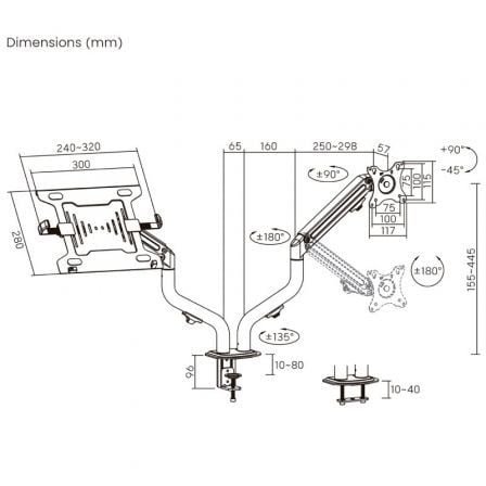 Soporte de mesa orientable/ inclinable dtl32tsr-195 para tv y portátil de 17-32" - Imagen 3
